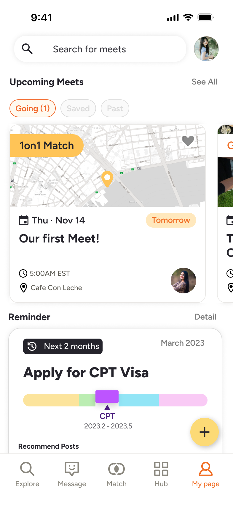 Meetpals app profile screen