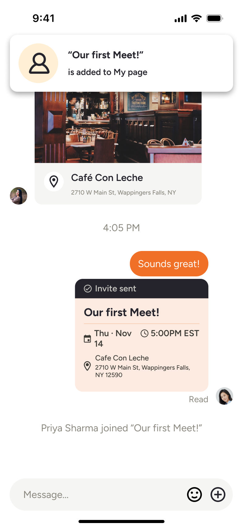 MeiSpace clickable prototype screen